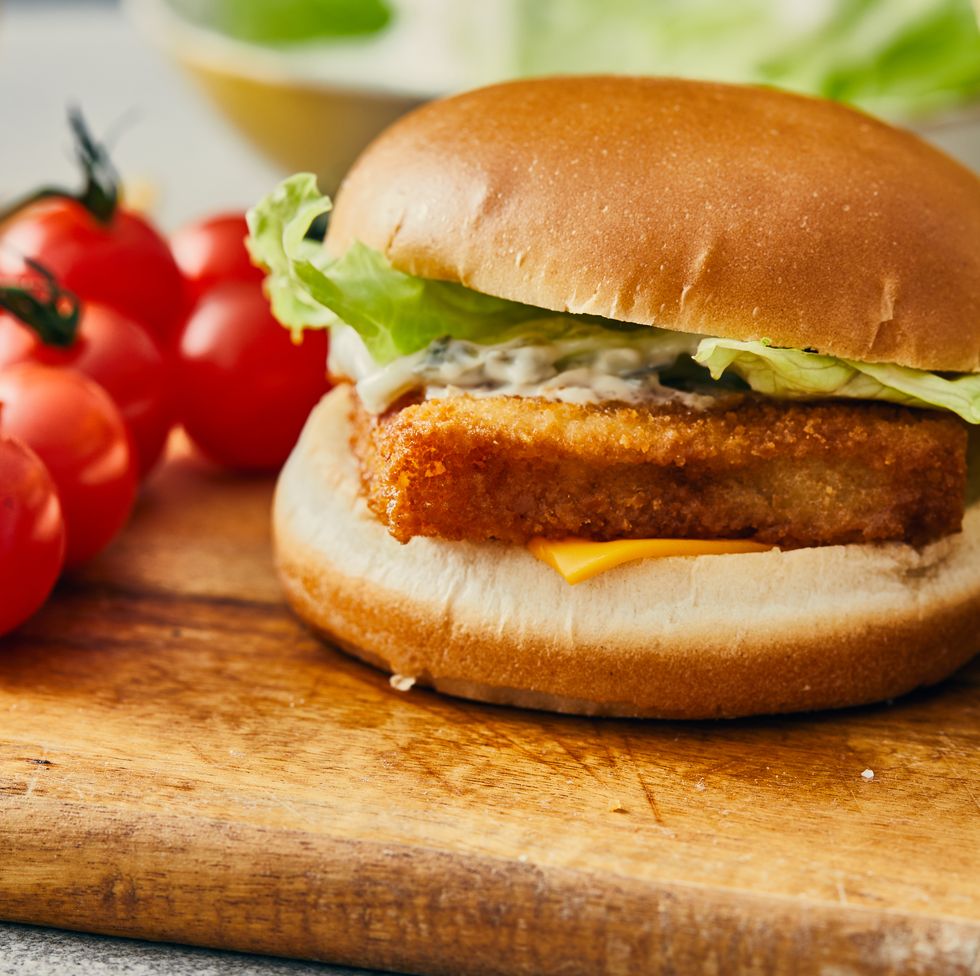 healthy eating fish burger snack