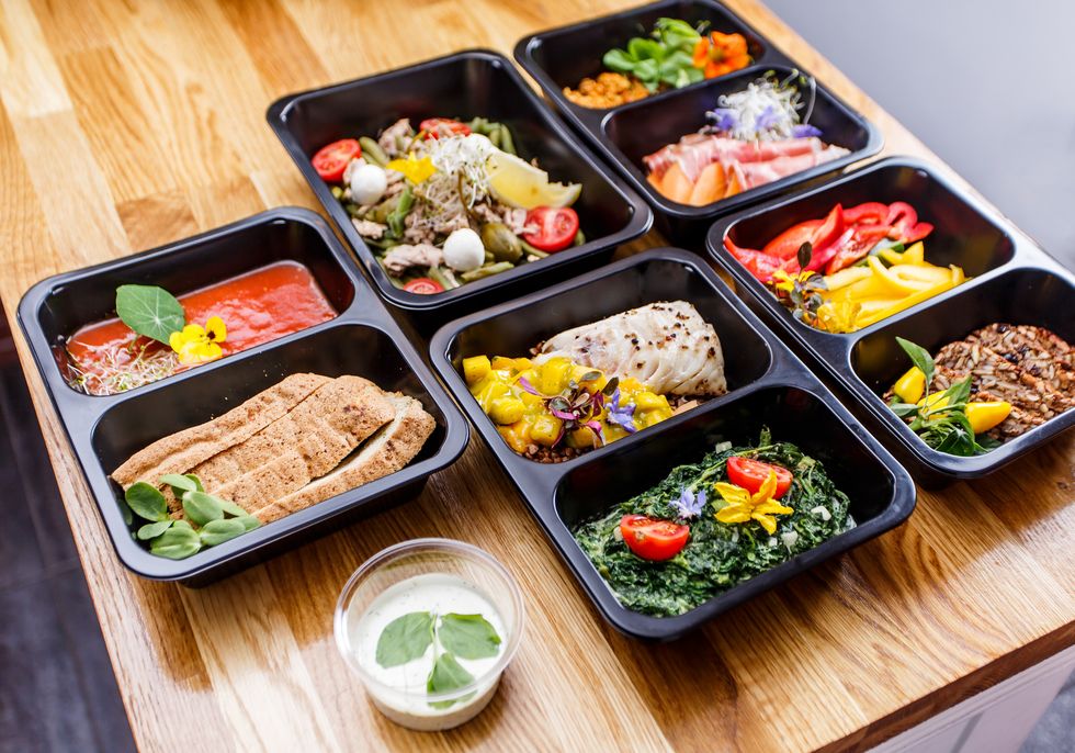 healthy food and diet concept take away of fitness meal