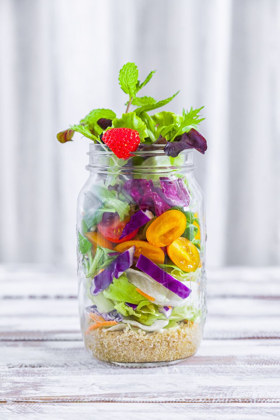 Healthy homemade Mason Jar salad with Quinoa and veggies
