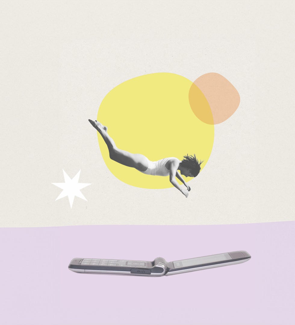 composite of woman diving into smartphone