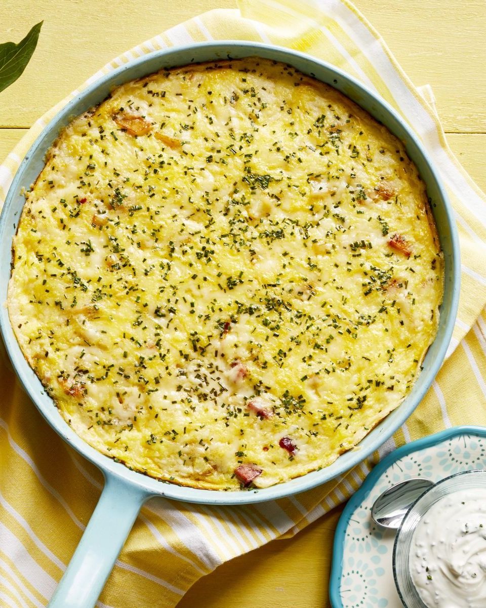 ham and cheese frittata in skillet