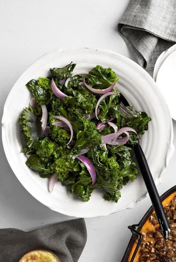 tom valenti's sautéed kale with garlic and red onions