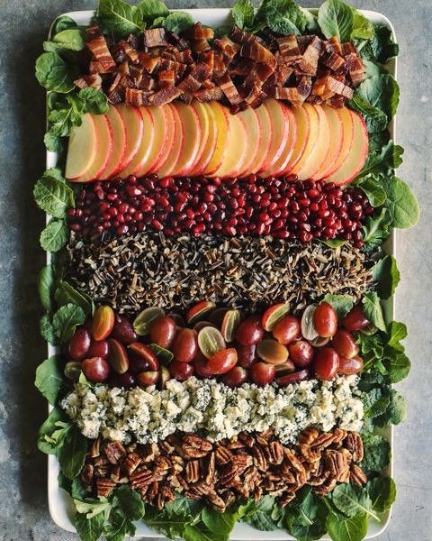 holiday wild rice salad with apples and grapes