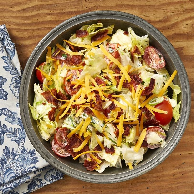 ranch chopped salad on wood surface