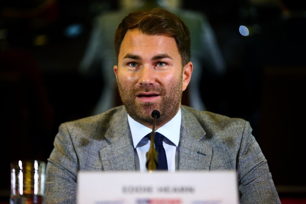 london, england october 08 promoter eddie hearn talks during the press conference ahead of the fight between james degale and lucian bute at emirates stadium on october 8, 2015 in london, england photo by jordan mansfieldgetty images