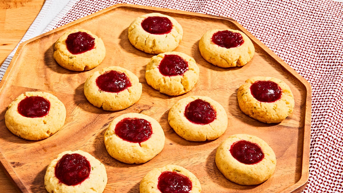 Video player poster image preview for Cranberry Rosemary Thumbprint Cookies
