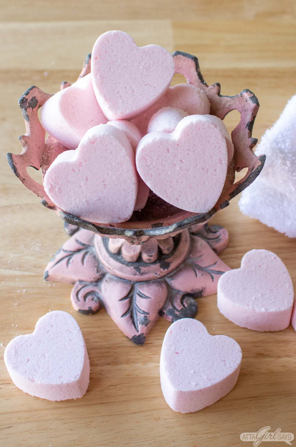 Aphrodisiac heart homemade bath bomb