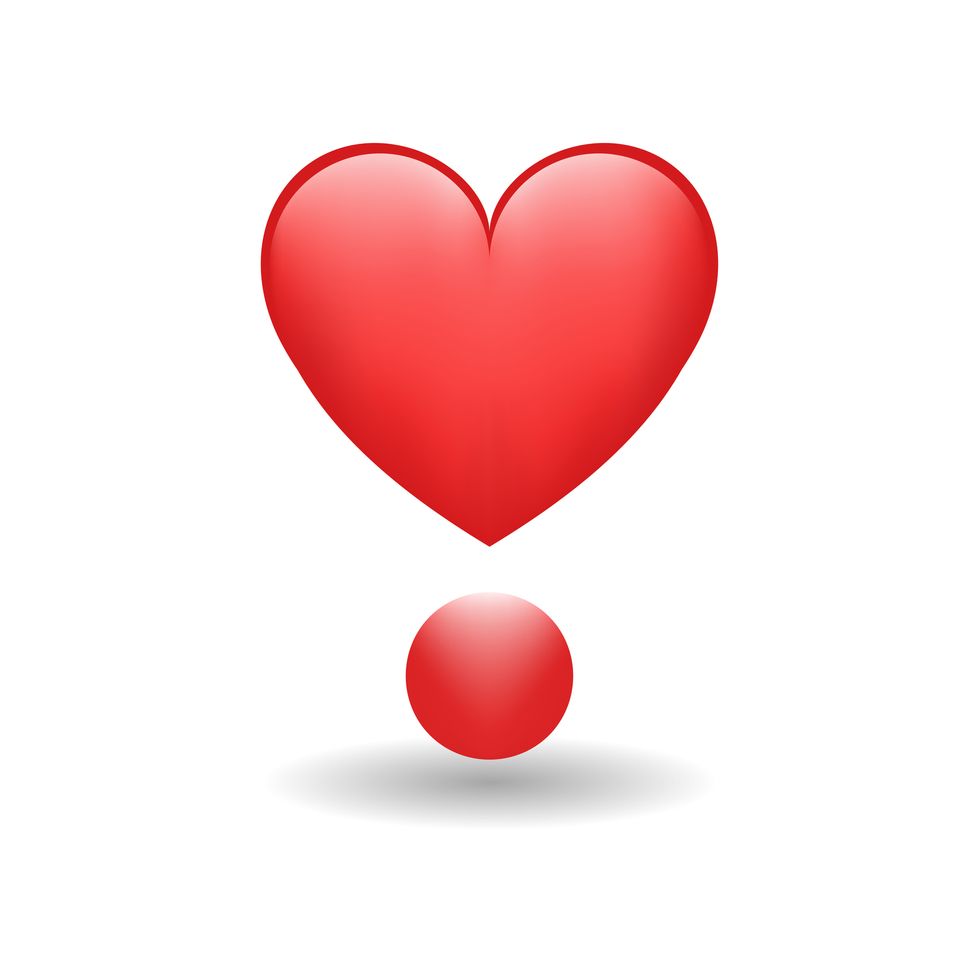 heart exclamation point emoji with red heart above dot