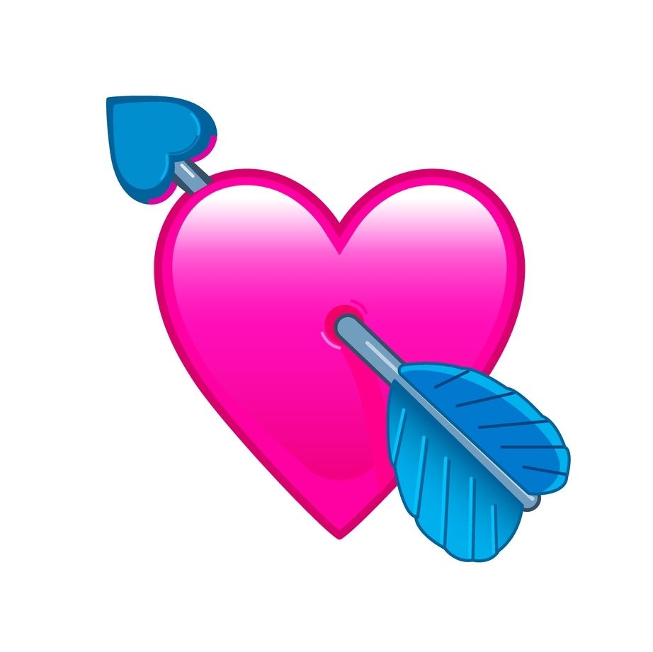 pink heart emoji with a blue arrow diagonally through it