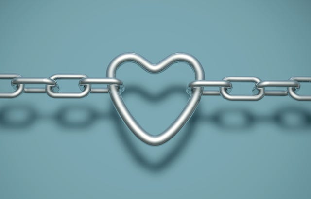 a heart linked in a chain