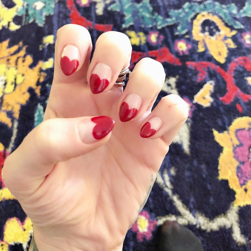 Chic Red Heart Nails