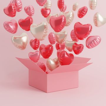 heart shape balloon gift box background