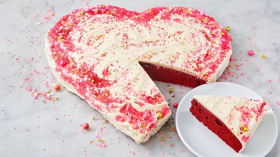 1Kg Red Velvet Heart Shaped Cake | FaridabadCake