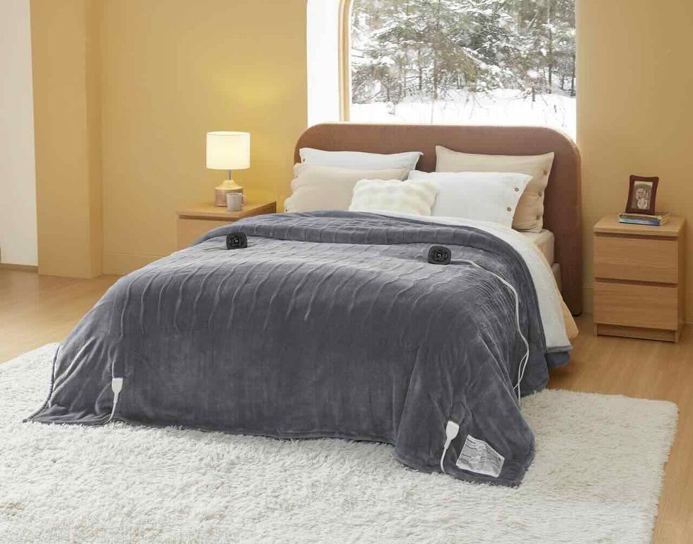 bed with heated blanket