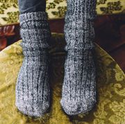 wool socks on ottoman