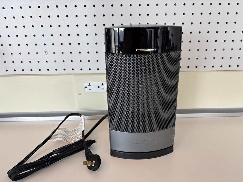 portable electric space heater with a power cord