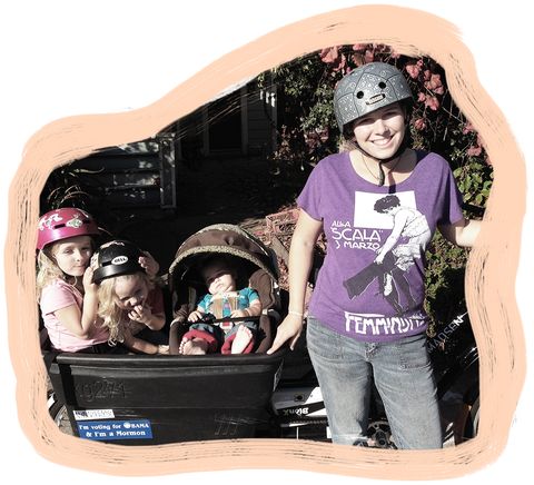 heather moorefarley and kids traveling on ebike