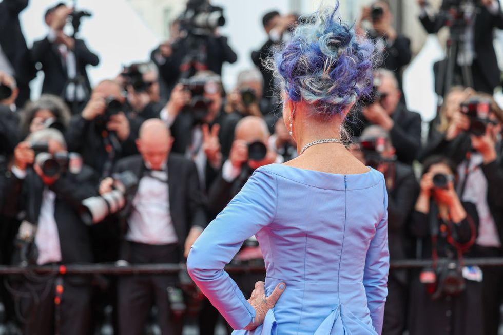 helen mirren blue hair l'oréal paris at the 76th cannes film festival