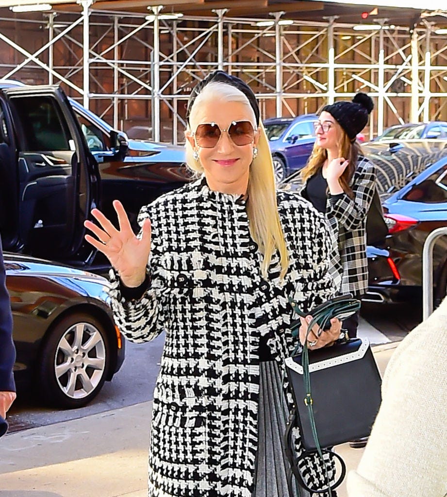 helen mirren houndstooth coat