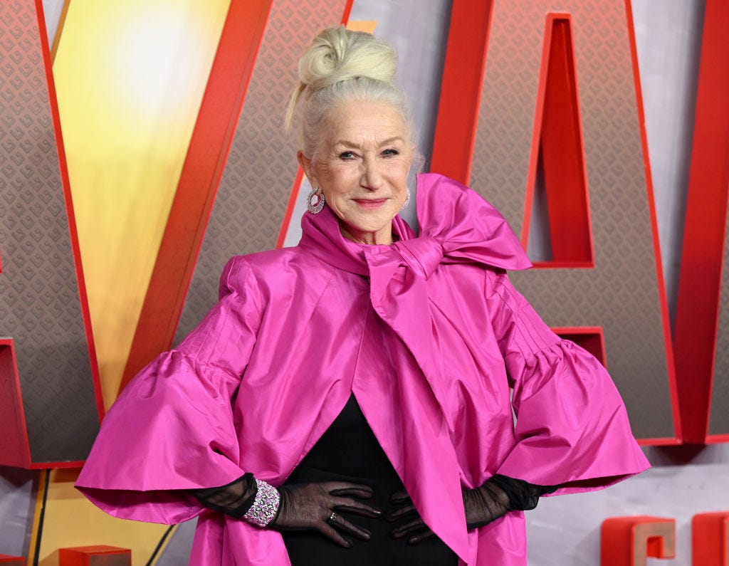 helen mirren pink cloak