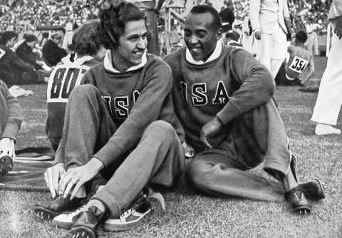 Helen Stephens and Jesse Owens, American athletes, Berlin Olympics, 1936.
