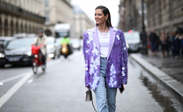 Falda larga de lentejuelas Mujer, Morado