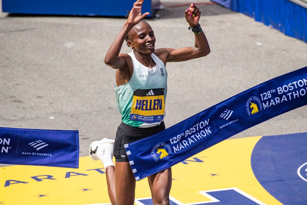 topshot hellen obiri of kenya takes first place in the womens professional field during the 128th boston marathon in boston, massachusetts, on april 15, 2024 the marathon includes around 30,000 athletes from 129 countries running the 262 miles from hopkinton to boston, massachusetts the event is the worlds oldest annually run marathon photo by joseph prezioso  afp photo by joseph preziosoafp via getty images