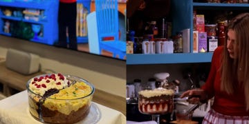 two dessert dishes displayed in a kitchen setting