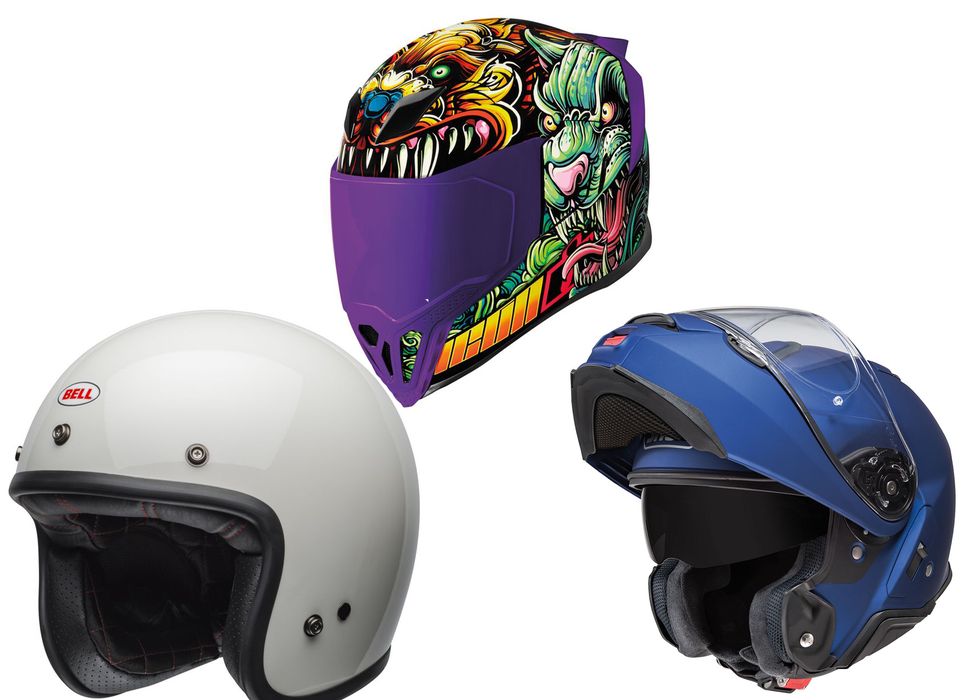 array of helmets