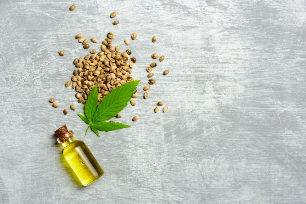 Hemp oil, seeds and leaf