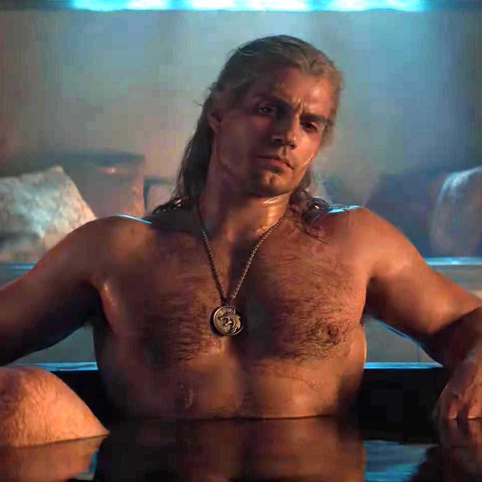henry cavill in the bath, the witcher