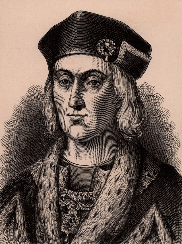 Henry VII (1457-1509) first Tudor king of England from 1485. Defeated Richard III at Bosworth Field on 22 August 1485, the battle which ended the Wars of the Roses. Wood engraving c1900.