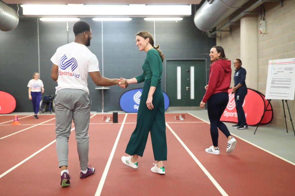 Kate Middleton's Marks and Spencer Ribbon Trainers in White and Green