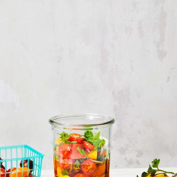 herbed tomato vinaigrette in a glass jar