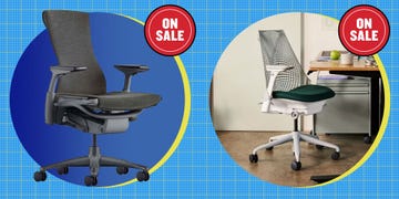 two office chairs on sale one with a high back and one with a mesh back