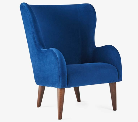 Chair, Furniture, Blue, Cobalt blue, Electric blue, Turquoise, Club chair, Velvet, Slipcover, 