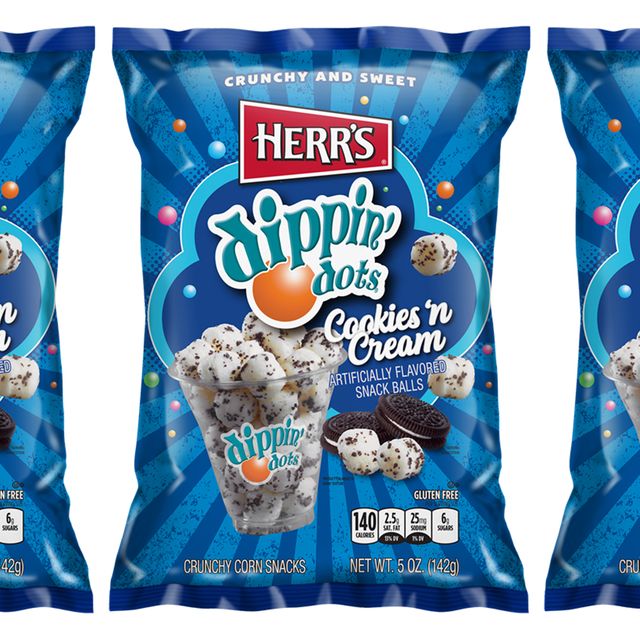 herr's and dippin' dots cookies 'n cream snack balls