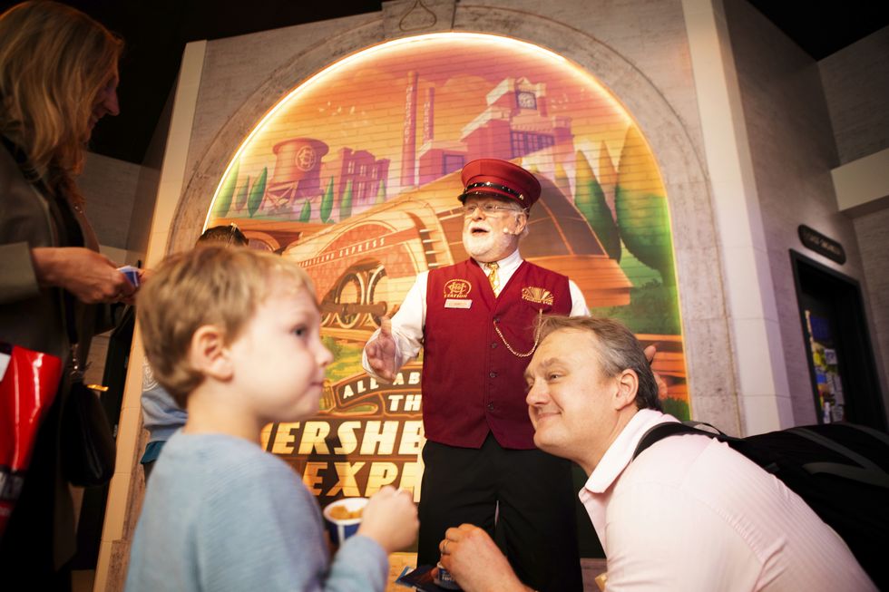 young boy visiting the hershey express in hershey's chocolate world