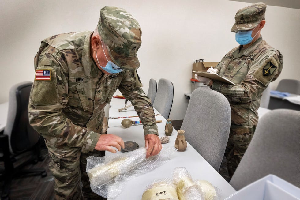 hert artifact team members safeguard and prepare to evacuate indigenous artifacts during the fall 2022 training exercise