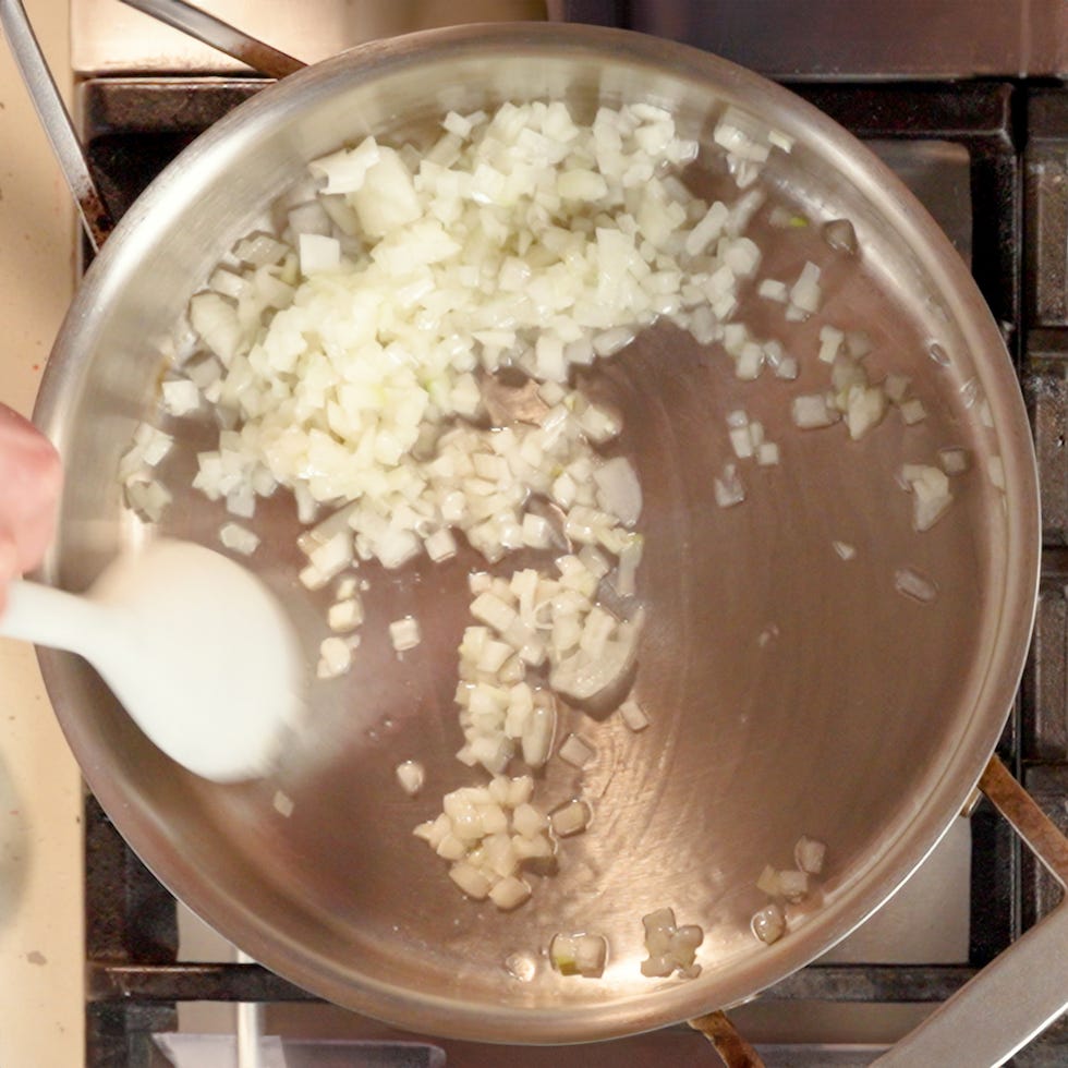 chopped onion cooking in a pot