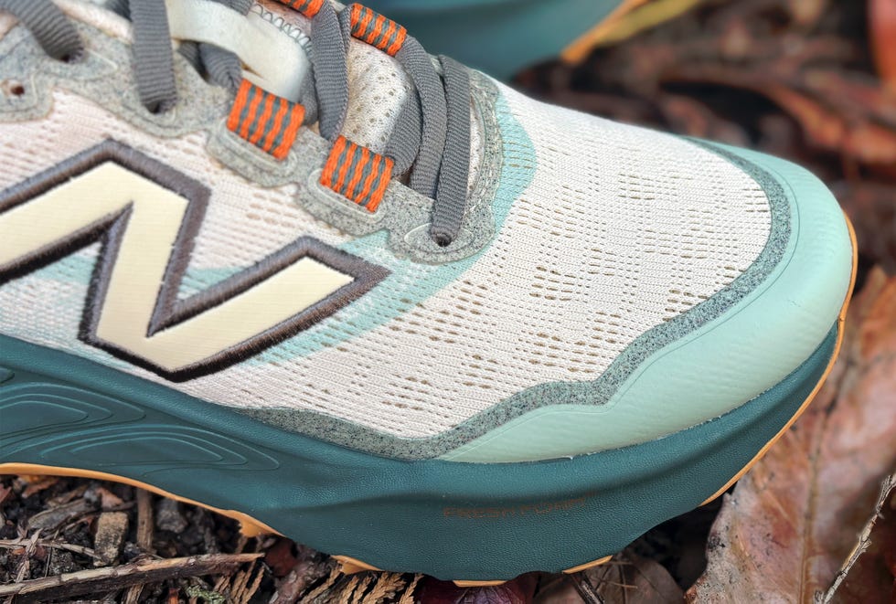 close up of a running shoe on forest
