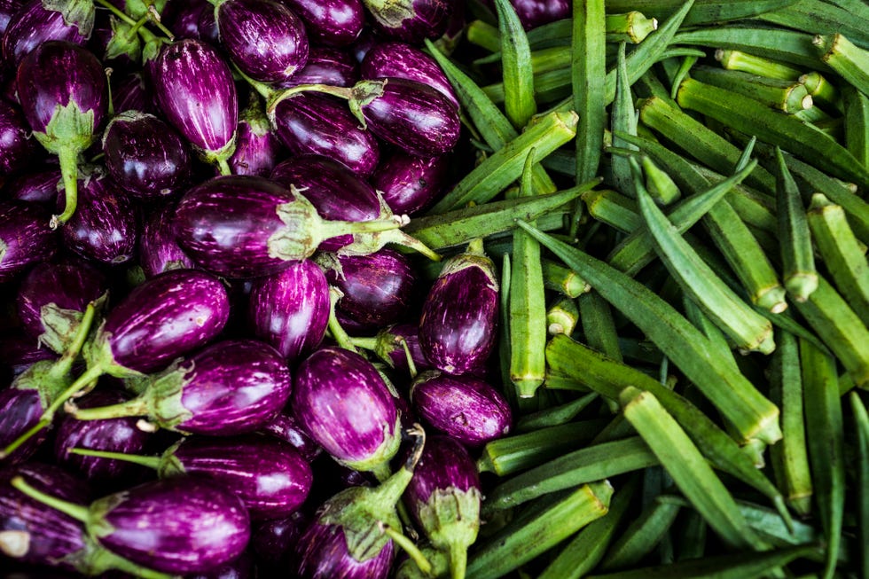 berenjenas y okra