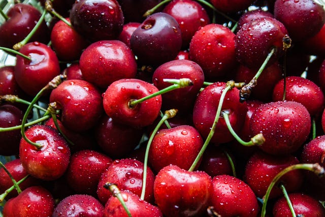 High Angle View Of Cherries