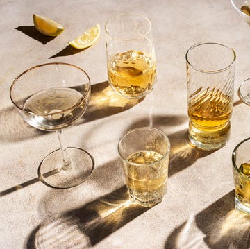 high angle view of drinks on table