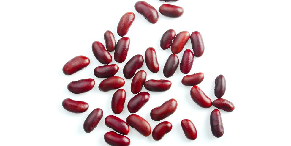 high angle view of kidney beans against white background