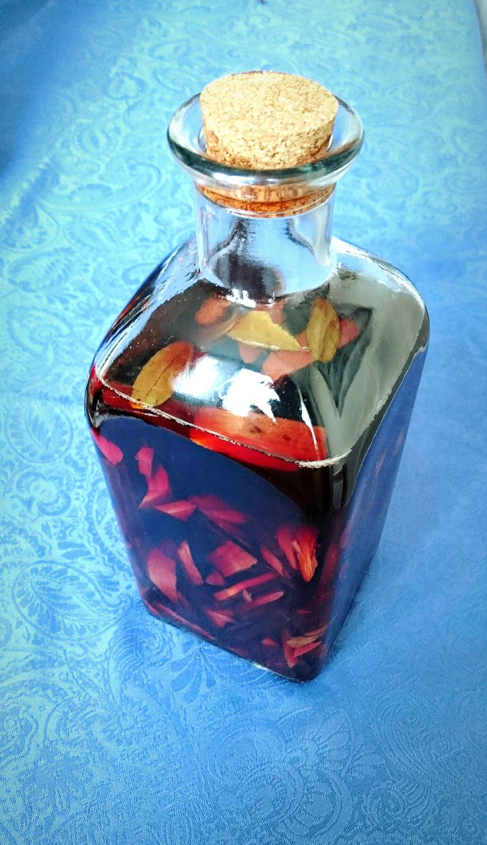 high angle view of mama juana in bottle