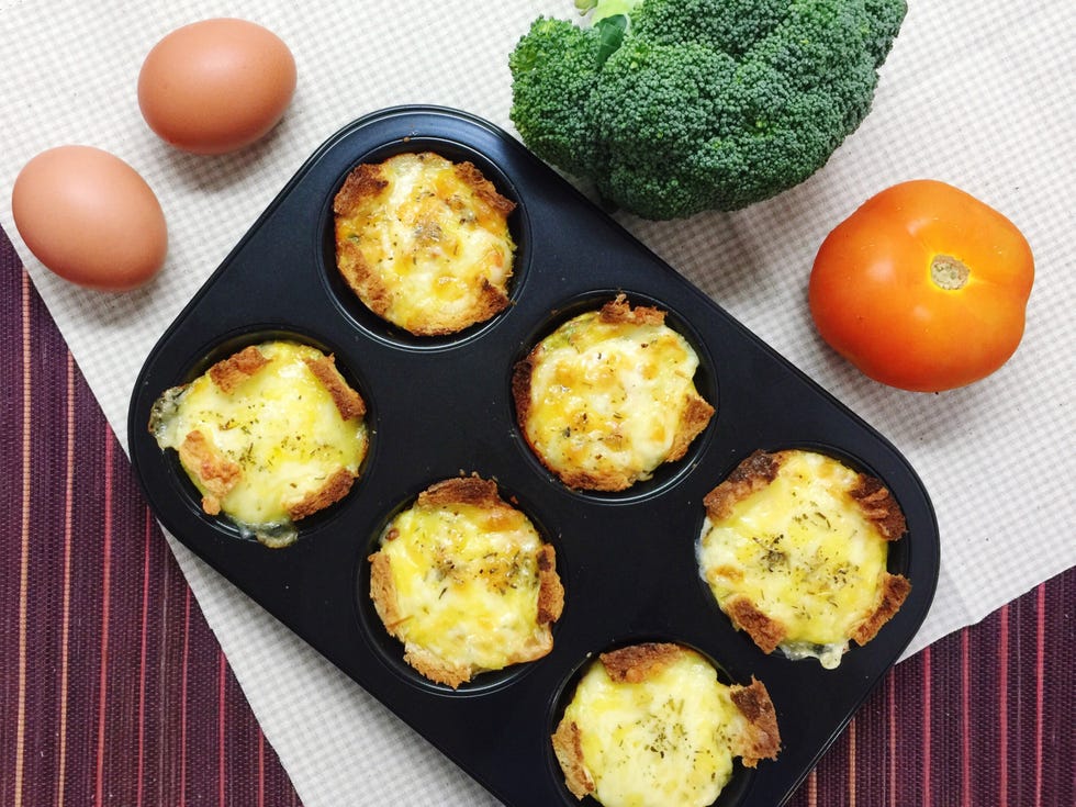 high angle view of muffins in tin