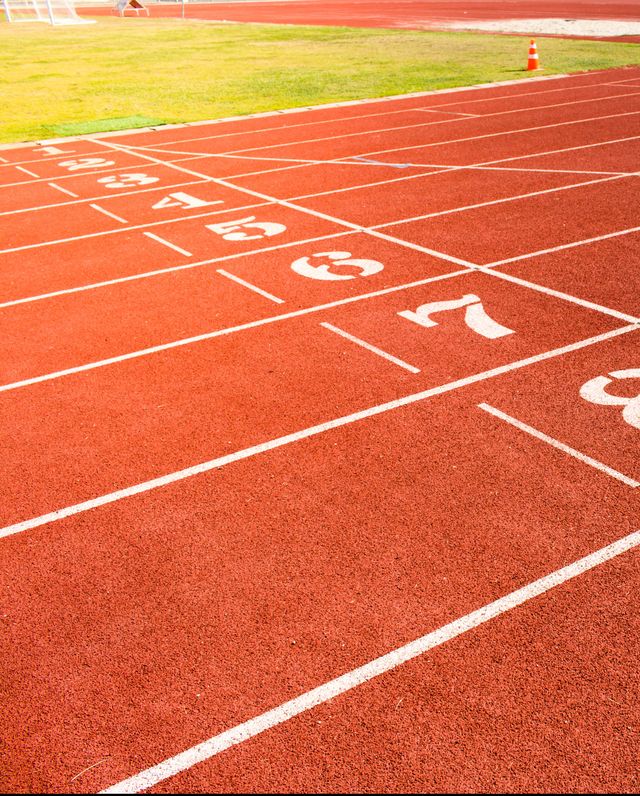 High Angle View Of Numbers On Running Track