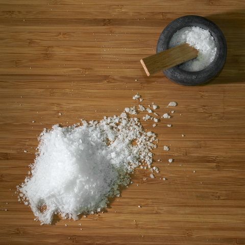 high angle view of salt on table