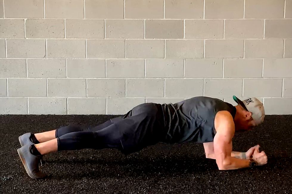 indoor workout, high to low plank